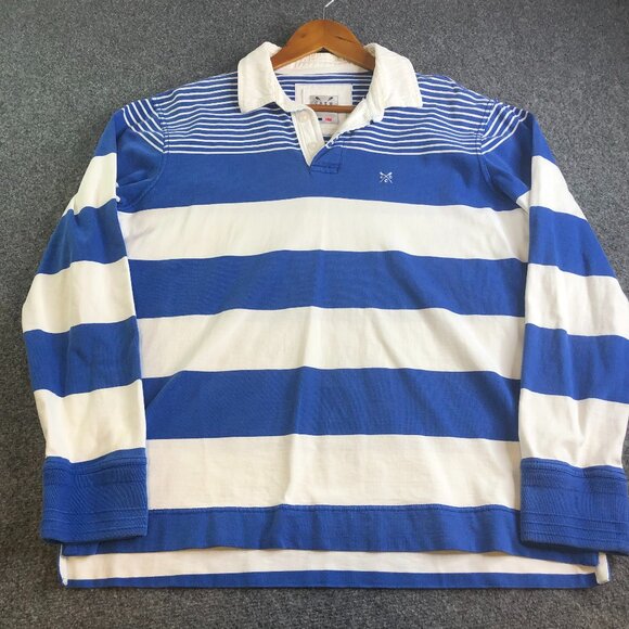 Crew Clothing Company Other - Crew Clothing Company Rugby Shirt Men XL Blue White Stripe Long Sleeve Polo